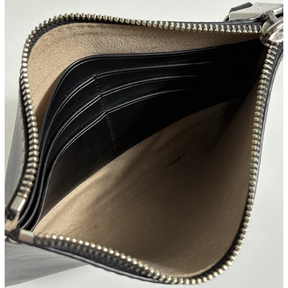 Proenza Schouler White Label Sullivan Slim Zip Pouch Wallet Card Black Leather - Picture 7 of 8